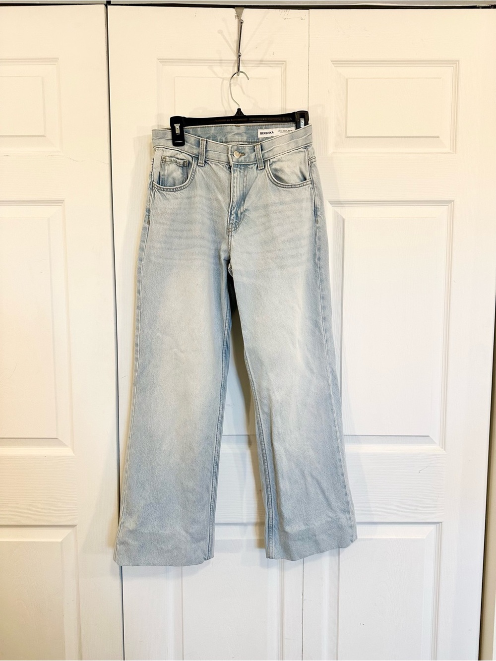 Bershka Light Wash Wide-Leg Jeans